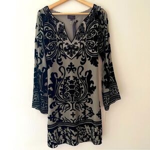 Hale Bob NWT Burnout Velvet Dress Silk Size Small Jeweled Witchy Whimsigoth